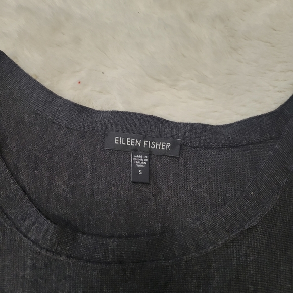 $358 EILEEN FISHER Italian Fine Merino Jersey w/Sequins CHARCOAL Top S - Picture 5 of 7